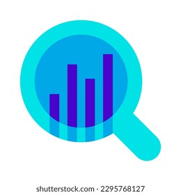 data analytic searching button blue icon vector illustration