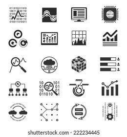 Data analytic silhouette icons