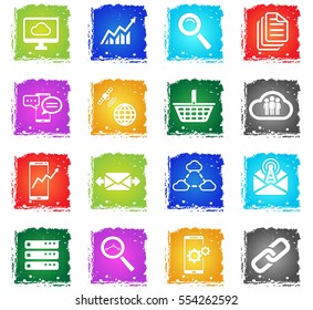 Data analytic simply symbols in grunge style for user interface design
