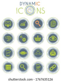 Data analytic simply symbols on white background with dynamic lines for animation for web icons