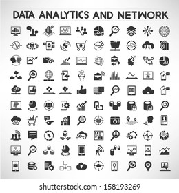 data analytic and social network icons set