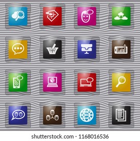 Data analytic and social network vector glass icons for user interface design