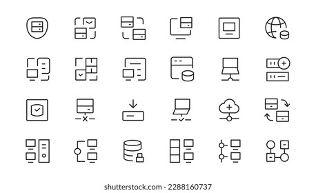 Data Analytic thin line icon set. Data Analysis editable stroke icons. Data analytics, mining, optimization, processing, statistic, monitoring, analysis