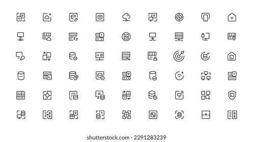 Data Analytic thin line icon set. Data Analysis editable stroke icons. Data analytics, mining, optimization, processing, statistic, monitoring, analysis