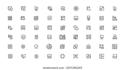 Data Analytic thin line icon set. Data Analysis editable stroke icons. Data analytics, mining, optimization, processing, statistic, monitoring, analysis