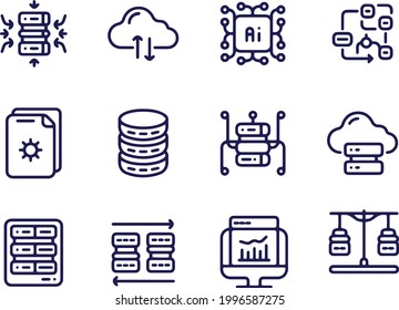 Data Analytics, Aggregation, Cloud Computing icons vector design 