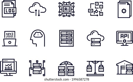 Data Analytics, Aggregation, Cloud Computing icons vector design 