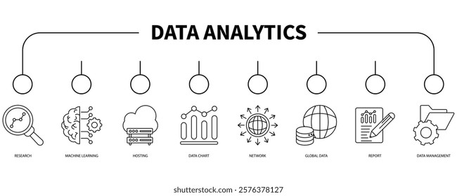 Data analytics banner web icon vector illustration concept