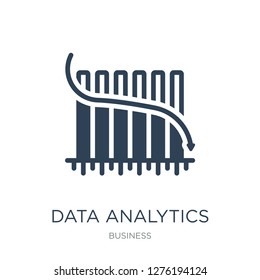 data analytics bars chart with descendant line icon vector on white background, trendy filled icons from Business collection, data analytics bars chart with descendant vector illustration