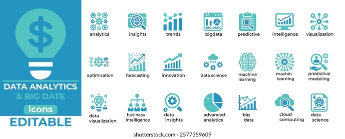 Data Analytics and Big Data Icon Vectors High-quality, scalable designs perfect for dashboards, presentations, and more 