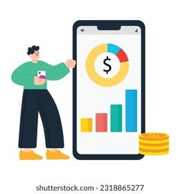 Data analytics, business app, finance app illustration
 