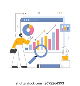 Gráfico de análise de dados e crescimento dos negócios Ilustração
