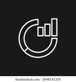 Ícone do Painel do Data Analytics e Business Intelligence com Gráficos de Barras e Circulares para Relatórios de Desempenho