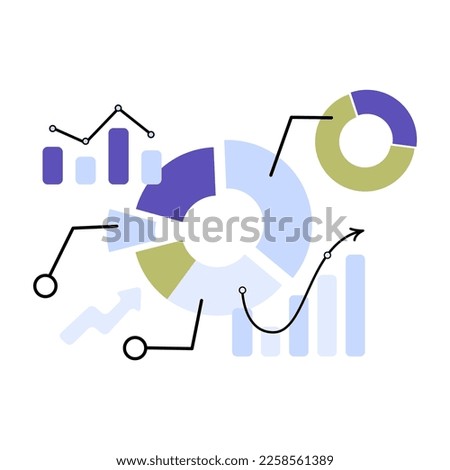 Data analytics, charts, dashboard and business finance report statistical and  investment concept . Website SEO screen PC. Flat vector illustration isolated. Benchmarking comparing performance metrics