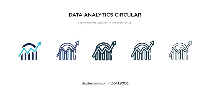 data analytics circular icon in different style vector illustration. two colored and black data analytics circular vector icons designed in filled, outline, line and stroke style can be used for