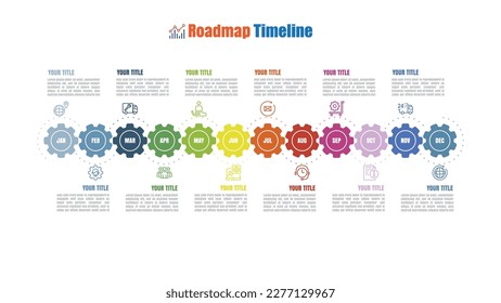 Data analytics and collection abstract process infographic template chart for business. 12 Months modern Timeline diagram calendar, presentation vector infographic
