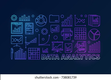 Data analytics colorful vector outline creative illustration on dark background