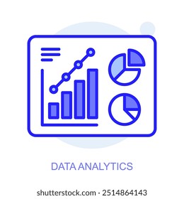 Data Analytics-Konzeptsymbol. Intelligente Fabrik. Moderne Technologien. Industrie 4.0. Automatisierte Produktion. Lineare Vektorgrafik.