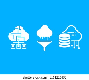 data analytics concept icons in blue background