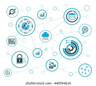data analytics concept, information management concept, vector illustration