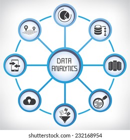 big data concept information technology diagram stock vector Information Technology Application data analytics concept, information technology diagram