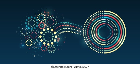 Data analytics concept. Sorting a large amount of data on a dark background. Big data visualization. Futuristic network or business analytics. Structuring the flow of information.