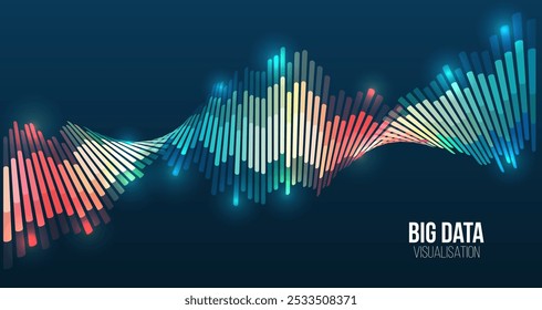 Data analytics concept. Sorting a large amount of data on a dark background. Big data visualization. Futuristic network or business analytics. Structuring the flow of information. 