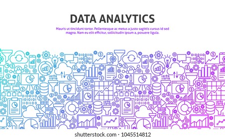 Data Analytics Concept. Vector Illustration Of Line Website Design. Banner Template.