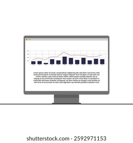 Data Analytics Dashboard with Bar and Line Chart on Computer Screen for Business and Financial Analysis