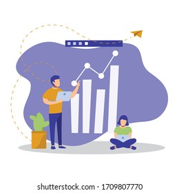 Data analytics, dashboard and business finance report. Landing page concepts for website and mobile development. Modern flat illustration.  flat vector concept .