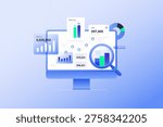 Data Analytics Dashboard with Business Growth Charts and Financial Statistics Visualization, Business Strategy Dashboard with Data Visualization and Reports