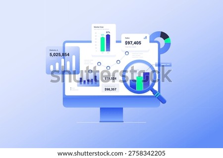 Data Analytics Dashboard with Business Growth Charts and Financial Statistics Visualization, Business Strategy Dashboard with Data Visualization and Reports