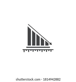Analítica de datos Icono gráfico descendente Vector blanco y negro