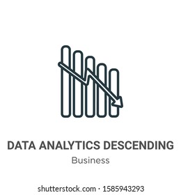 Data analytics descending line graphic outline vector icon. Thin line black data analytics descending line graphic icon, flat vector simple element illustration from editable business concept isolated