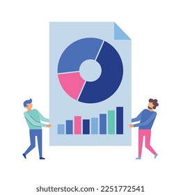 Data analytics diagrams graphic results presentation analysis tools techniques decision making flat composition vector illustration