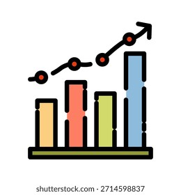 Data analytics filled line color icon. Data chart information. Visual representation of data in the form of graphs and diagrams.