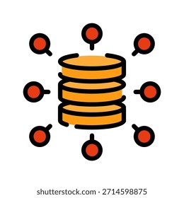 Icono de color de línea llena de análisis de datos. Símbolo de Big Data. Análisis de datos para mejorar la estrategia y ayudar a la toma de decisiones.