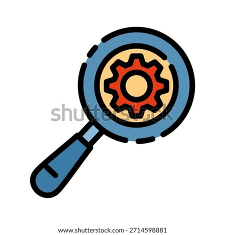 Data analytics filled line color icon. Research symbol. Investigate and analyze data to make decisions and solve problems.