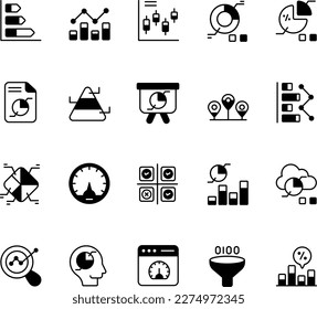 Data Analytics glyph icon use for web designing. 