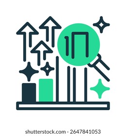 Data Analytics Growth Line Icon, Outline Symbol for Information Insight, Trend Prediction, Statistical Modeling, Performance Optimization, and Business Intelligence. Vector Sign Icon.