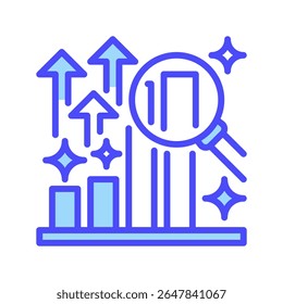 Data Analytics Growth Line Icon, Outline Symbol for Information Insight, Trend Prediction, Statistical Modeling, Performance Optimization, and Business Intelligence. Vector Sign Icon.