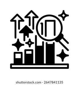 Data Analytics Growth Line Icon, Outline Symbol for Information Insight, Trend Prediction, Statistical Modeling, Performance Optimization, and Business Intelligence. Vector Sign Icon.