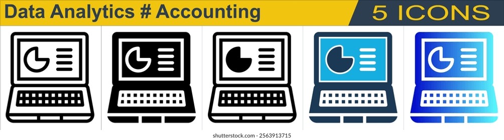 Data Analytics icon with 5 styles (outline, solid, mixed, duotone and solid gradient)