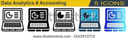 Data Analytics icon with 5 styles (outline, solid, mixed, duotone and solid gradient)