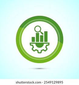 Data analytics icon design illustration. Market research, analytic icon, Green Color Button Design