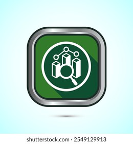 Data analytics icon design illustration. Market research, analytic icon, Green Shadow Button Design 