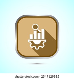 Ilustración de diseño de icono de análisis de datos. Investigación de mercado, ícono analítico, Botón de sombra dorado Diseño