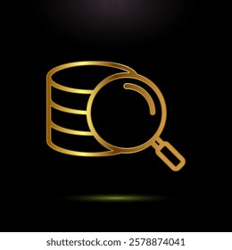 Data analytics icon design illustration. Market research, analytic icon, Gold color style