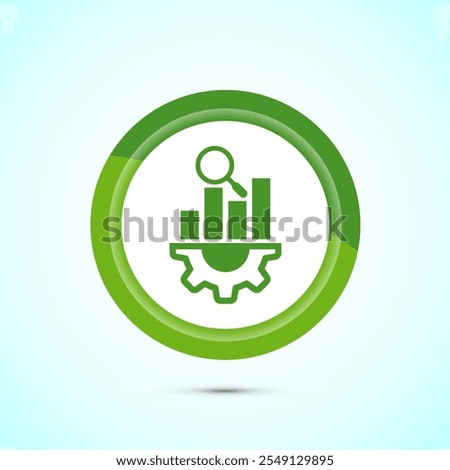 Data analytics icon design illustration. Market research, analytic icon, Green Color Button Design