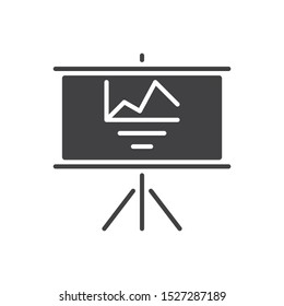 Data analytics icon. flat simple pictogram. Presentation board with business graph vector illustration